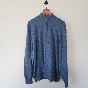 Bachrach Wool Sweater Large 1/4 Zip Blue